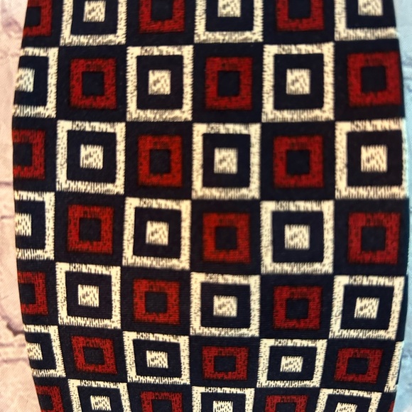 MONSIEUR GIVENCHY MENS SILK BLACK/WHITE/BURGUNDY SQUARES PRINT TIE - Picture 5 of 6